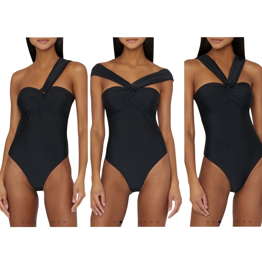 Milly Betsy‎ One Piece Swimsuit Black Convertible T38W09 Large NEW Retail $365